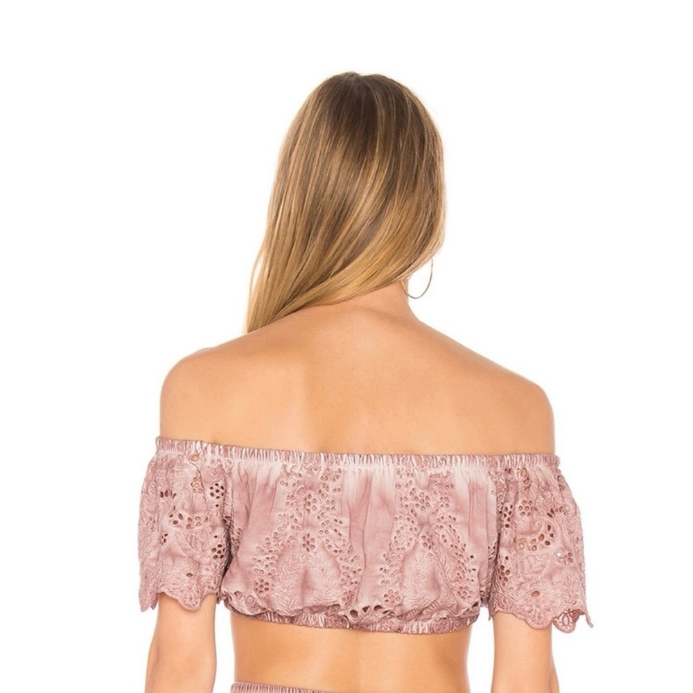Flirty Boho Vibes ✨ YFB Off-Shoulder Eyelet Crop Top (NWT) Size Small - Picture 3 of 3